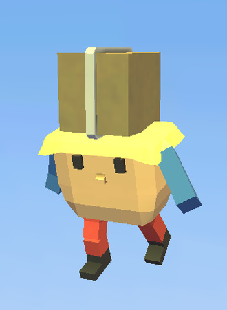 Tourist takes a box