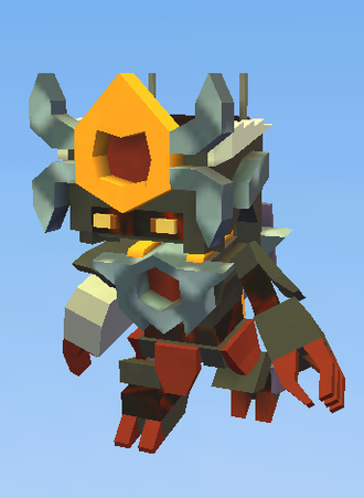 robot with fire samurai armor