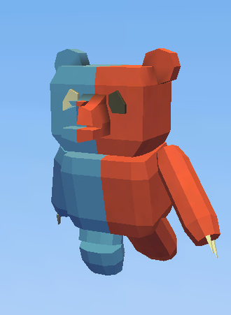blue and red panda >:3