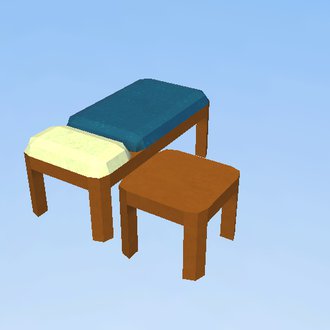 Bed and the table