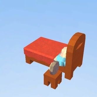 Cama con una mesa 