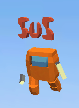 Orange Sus Amongus Character