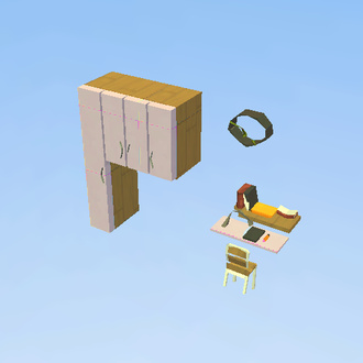 desk and cabinet